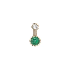 Round Emerald Drop Stud (Single)