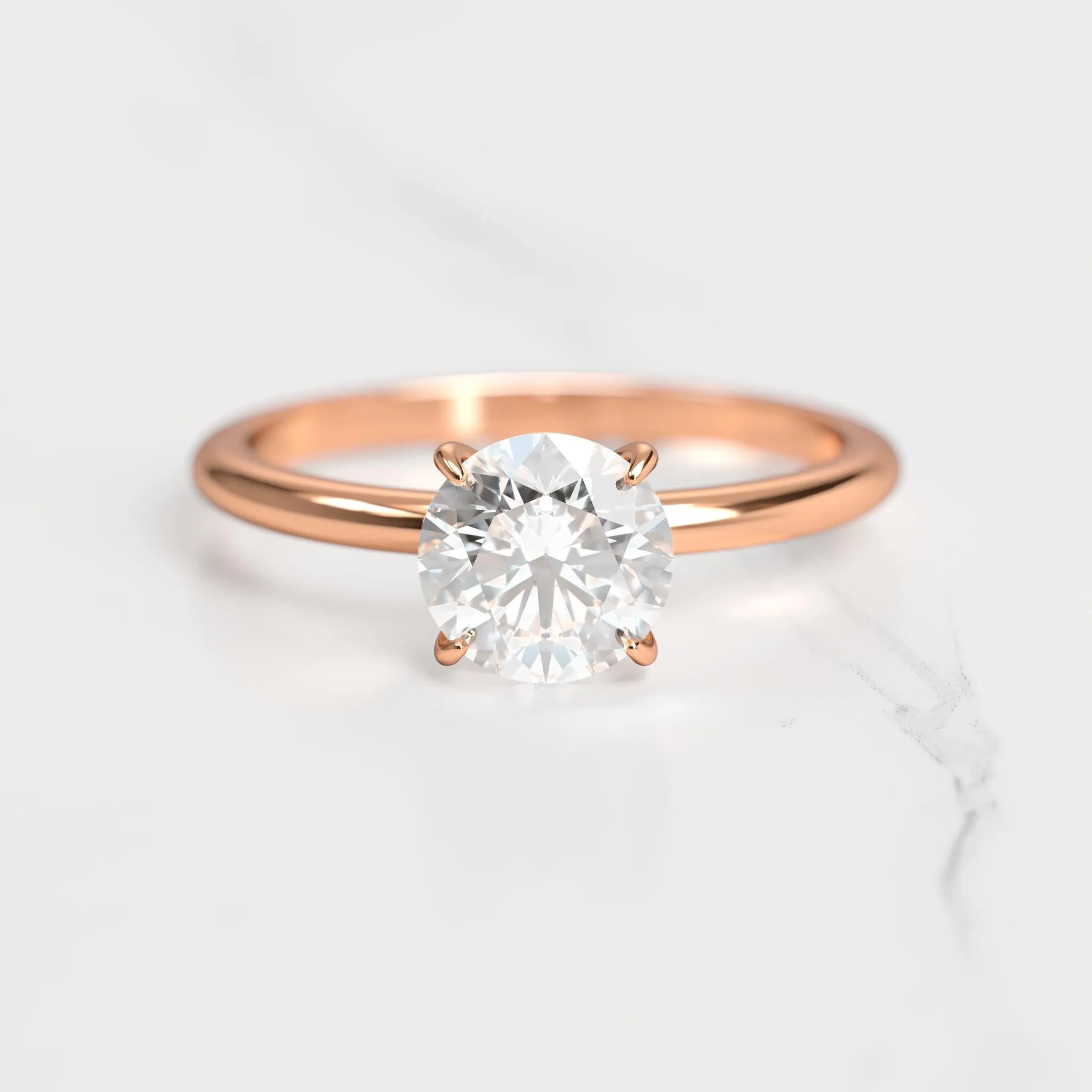 Round Tapered Solitaire Diamond Ring