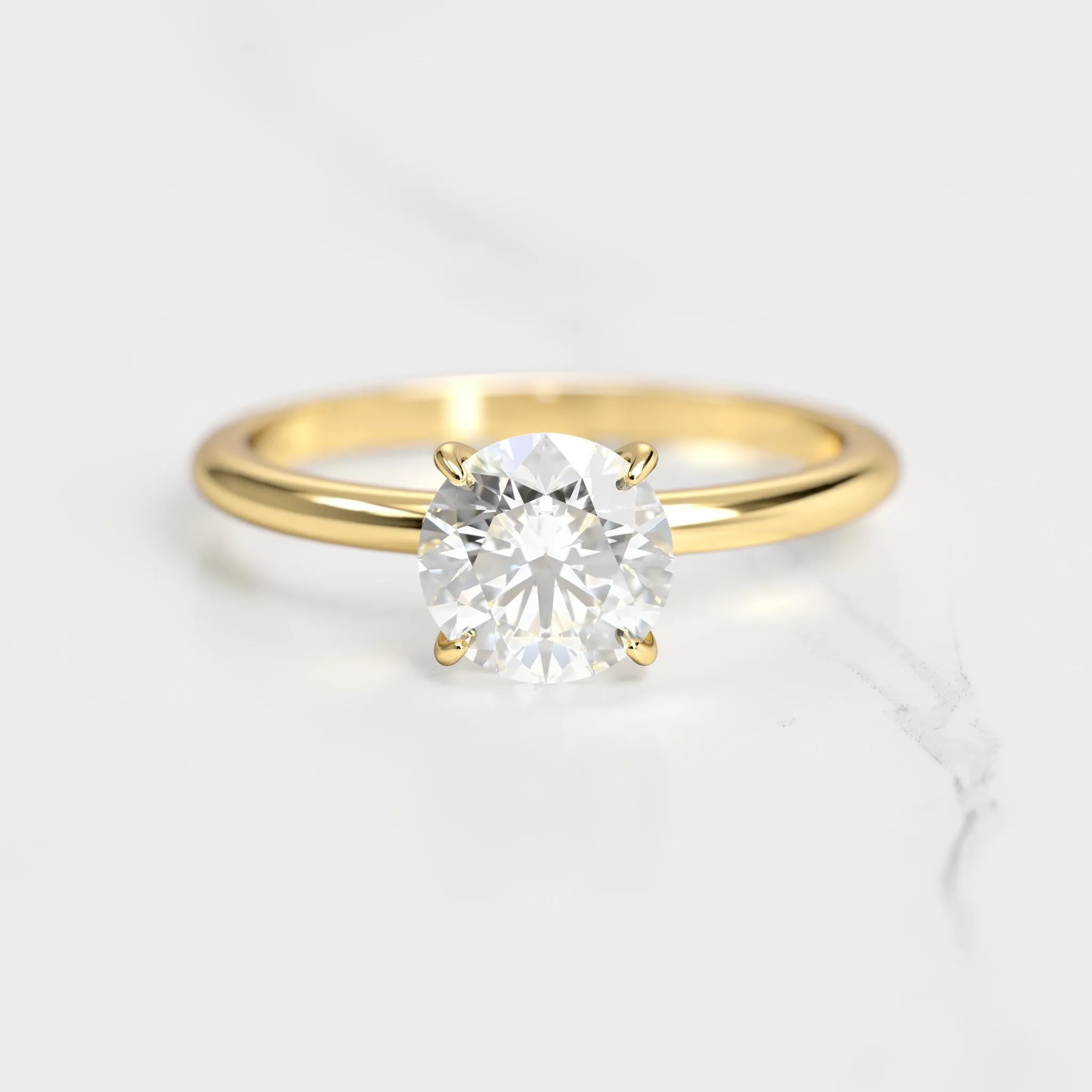 Round Tapered Solitaire Diamond Ring