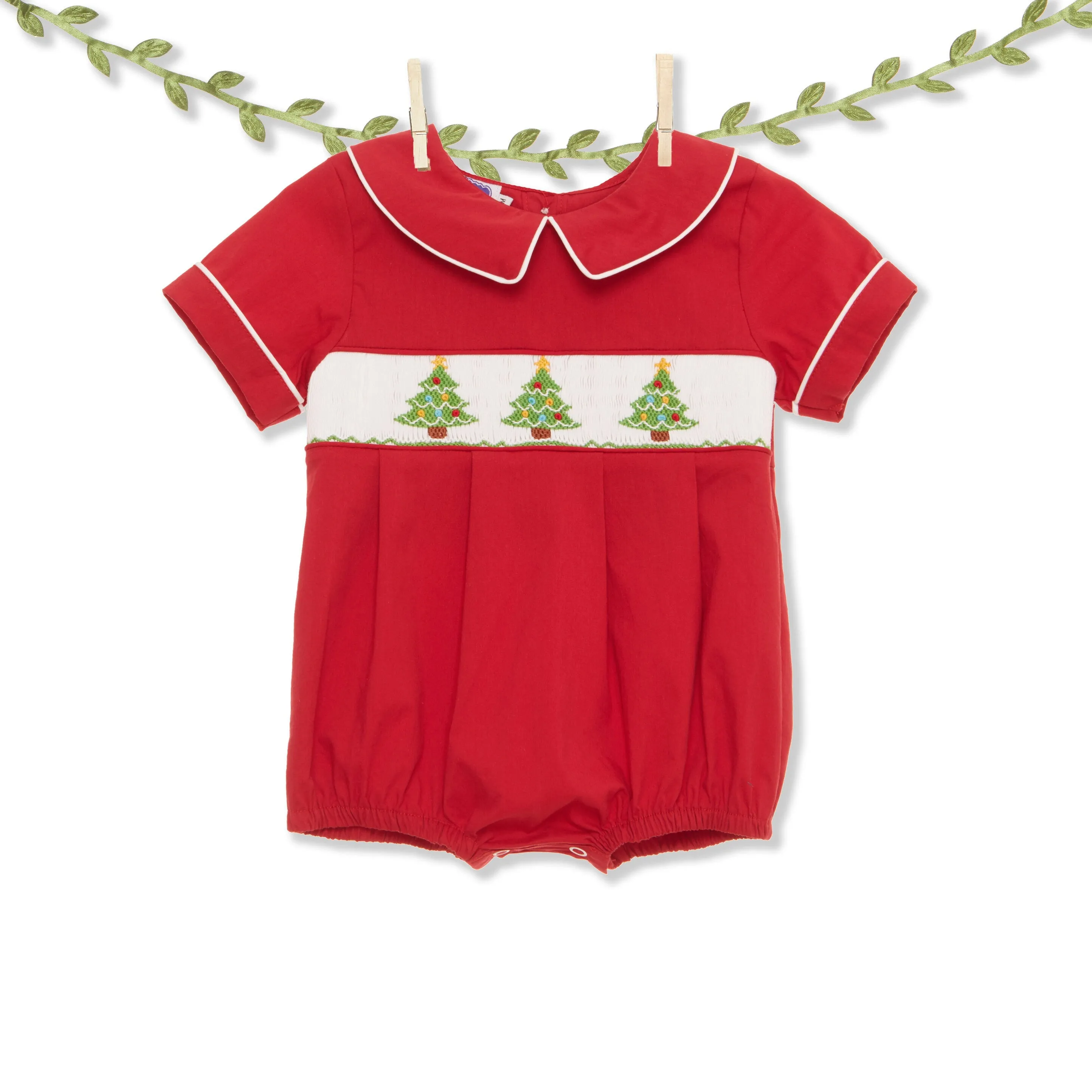 Smocked Christmas Tree Boy's Bubble