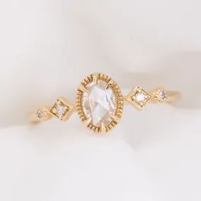 Stella Ring 0.29ct Oval Rose Cut Diamond, 14K Yellow Gold