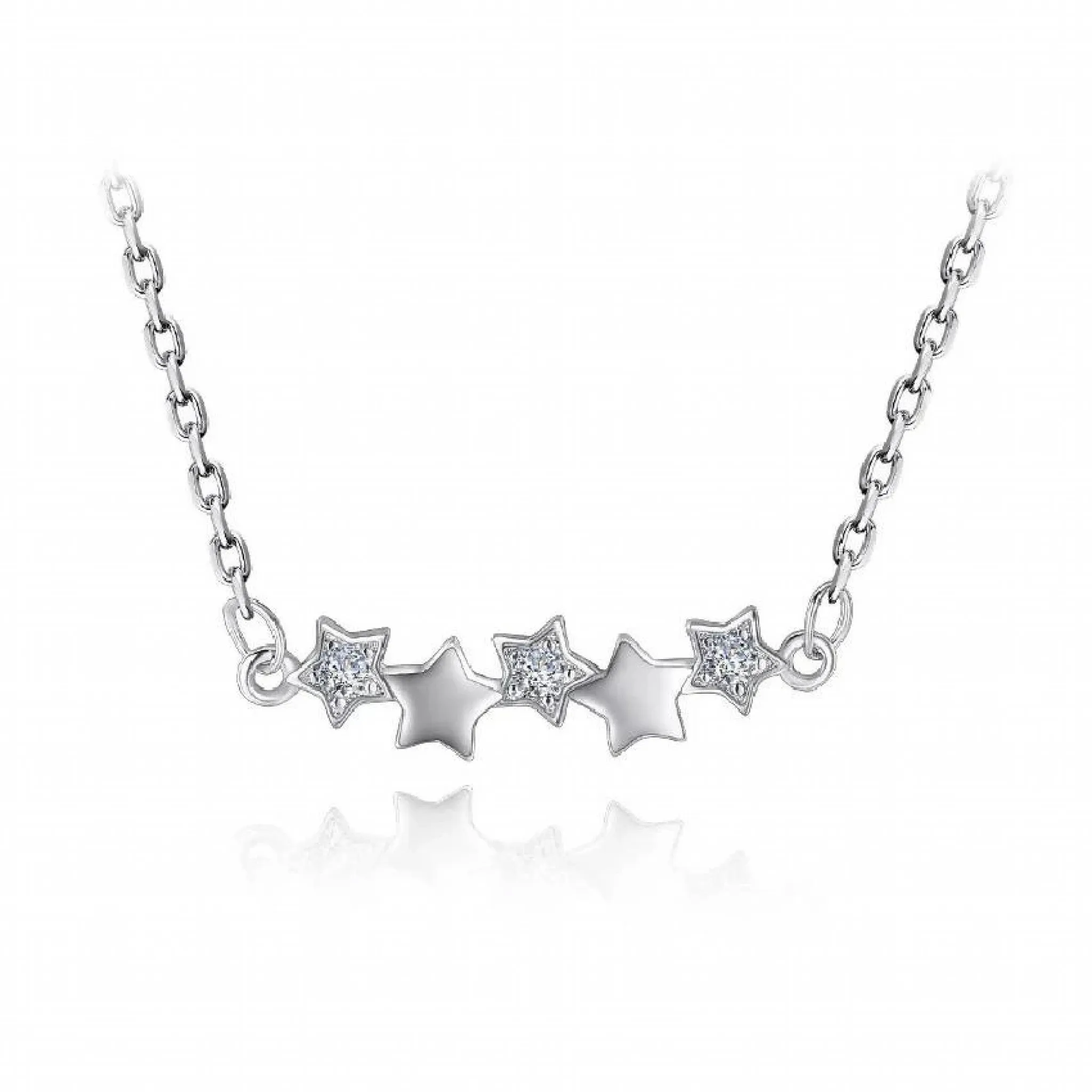 Stylacity Silver Star Delicate Necklace Zirconia Stones