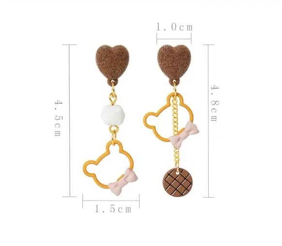 Sweet Bear And Heart Earrings/Clips PN6456