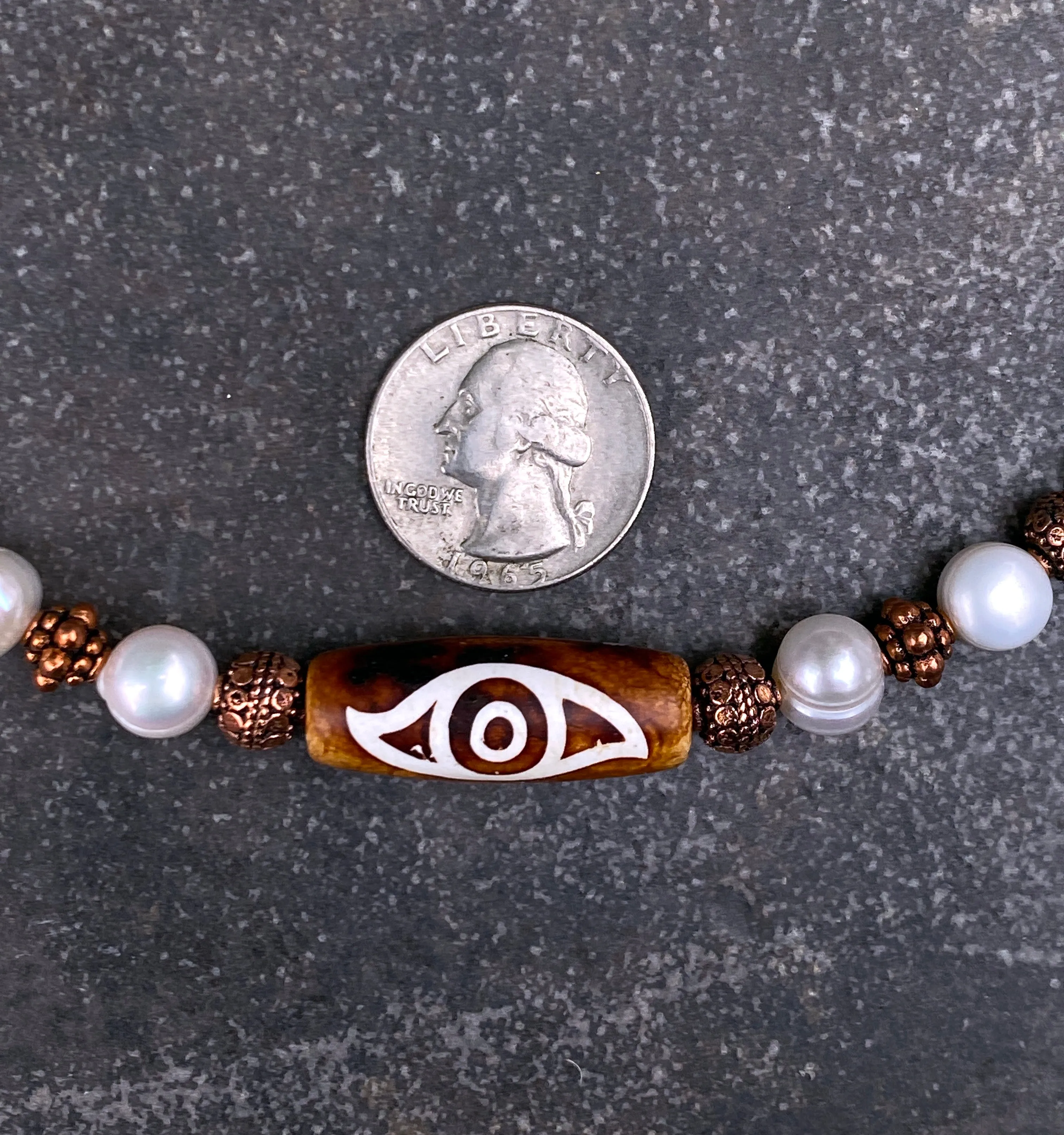 Tibetan Agate and Beaded Pearl Necklace