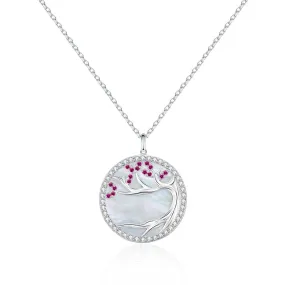 Tree of Life Pendant Necklace White Mother of Pearl for Women 0204