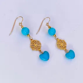 Turquoise gemstone Heart Earrings