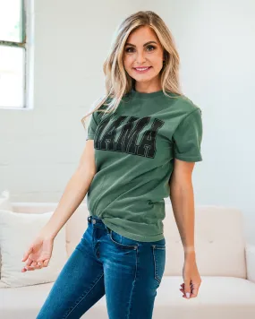 Varsity Mama Tee - Moss