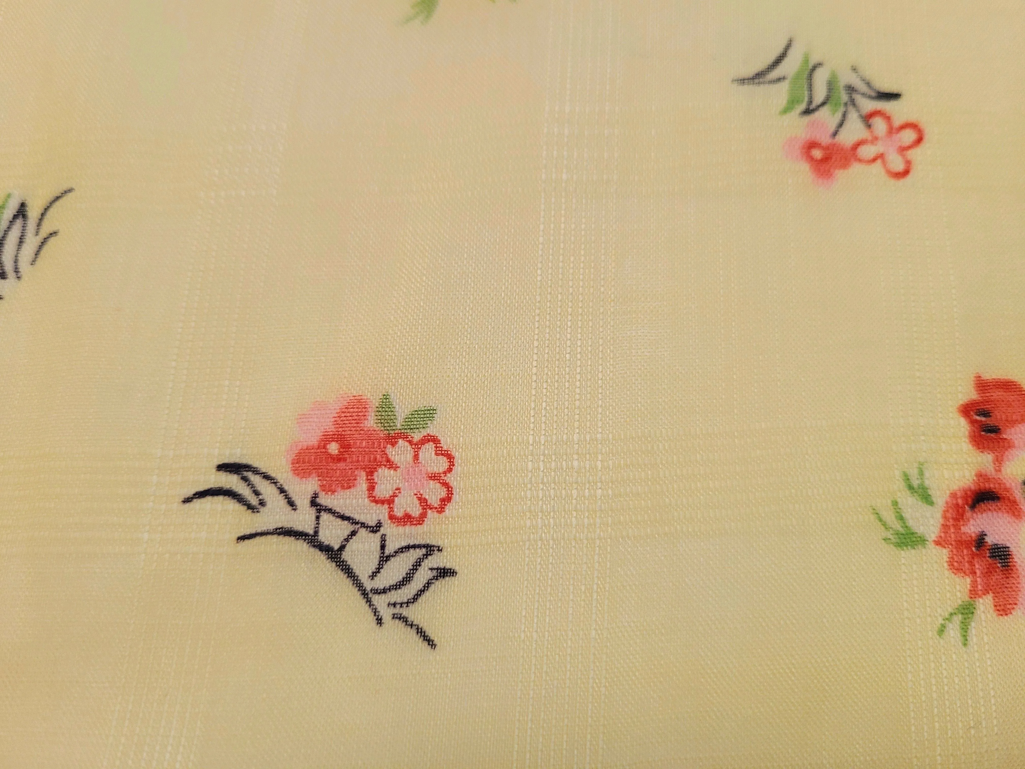 Vintage Fabric - Cotton - Dimity - Floral - Yellow  - By the Yard - DMT405