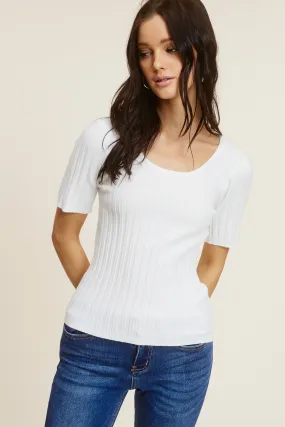 White Ribbed Top