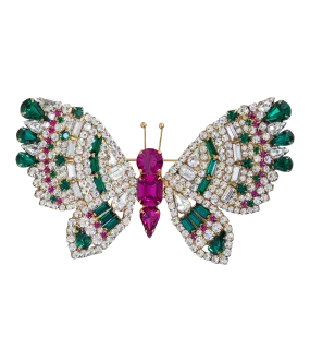 X-Large Butterfly in Crystal / Emerald / Fuchsia