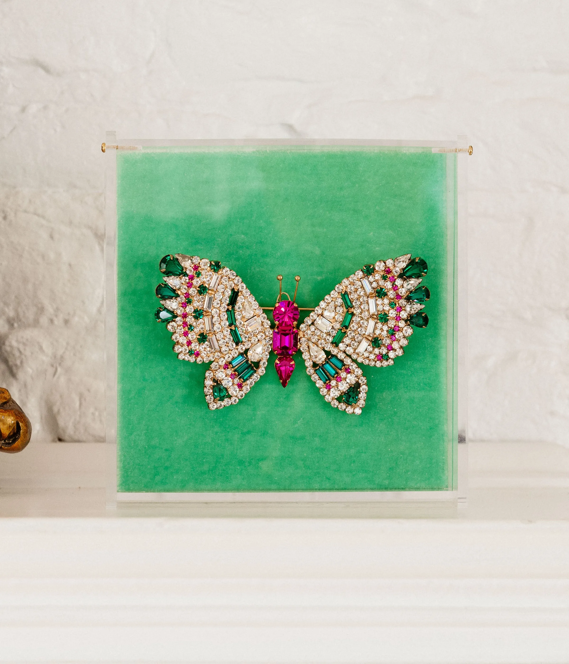 X-Large Butterfly in Crystal / Emerald / Fuchsia